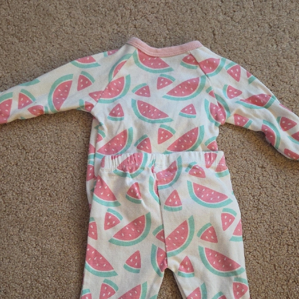 Charming Watermelon Print Kids Pajama Set - Pink and Green - Picture 6 of 6